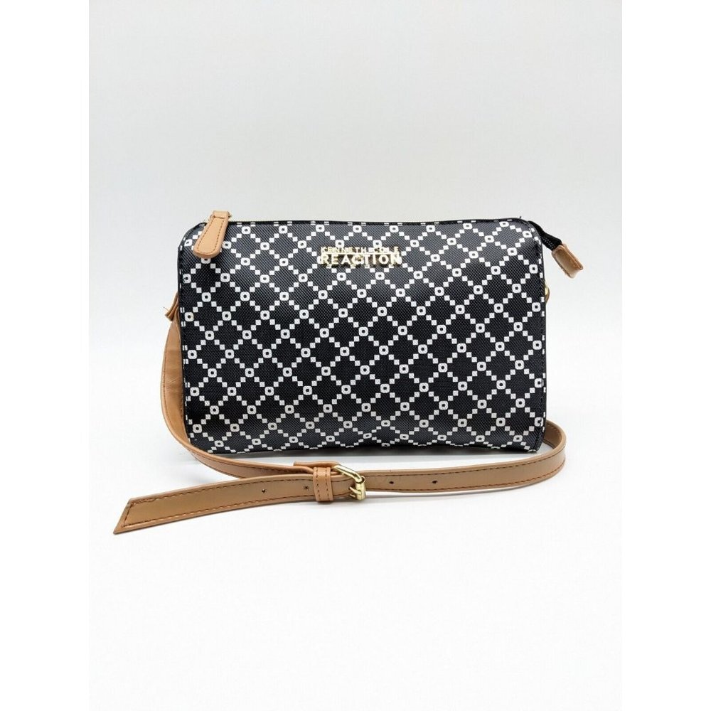 KENNETH COLE REACTION faux-leather women's crossbody bag - BLACK/WHITE